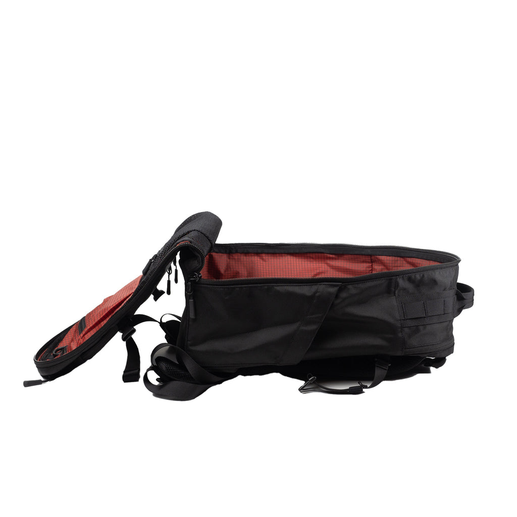 Alpha One Niner EVADE 1.5 Gen 2 25L backpack, main compartment laid flat with red interior