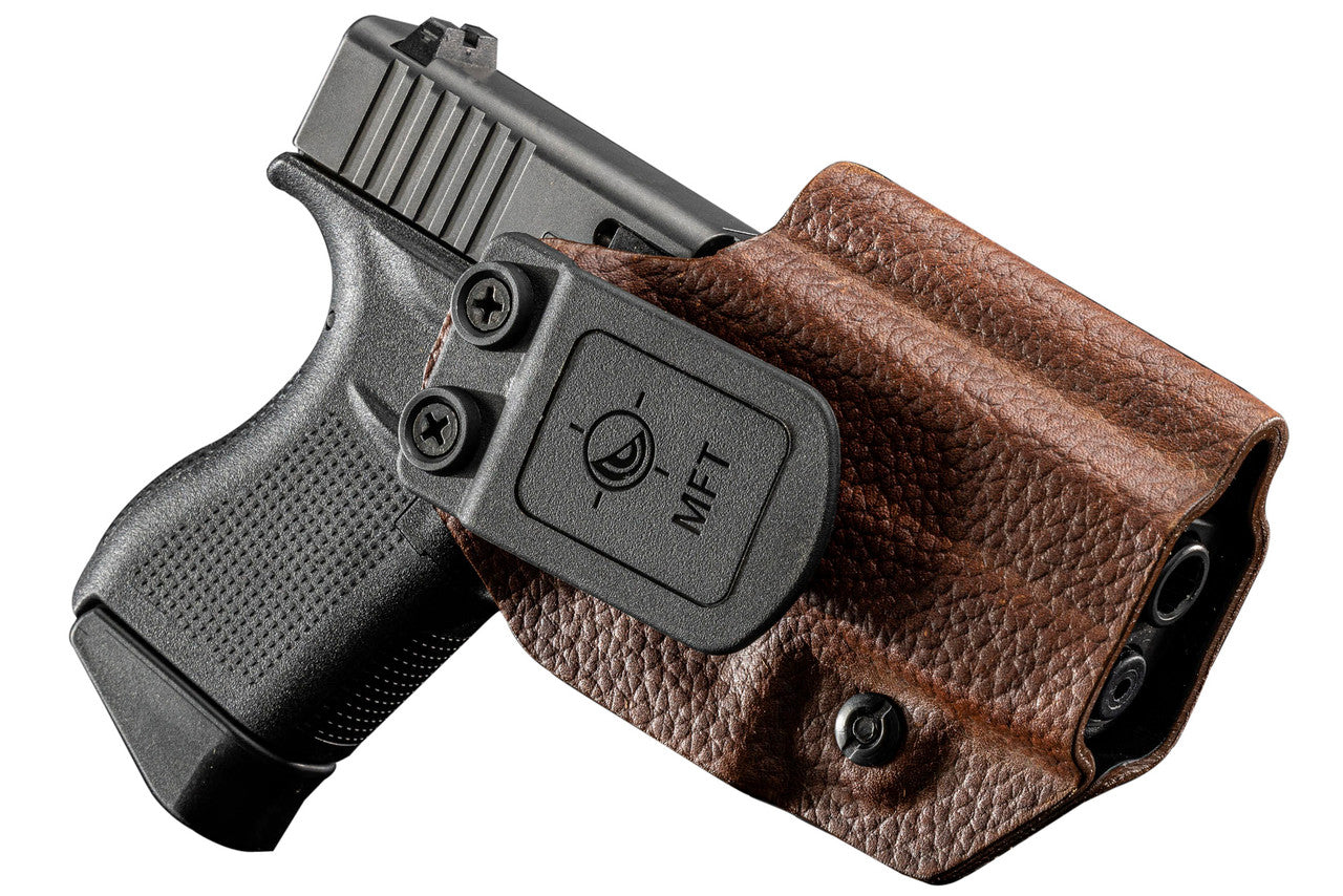 Fits Glock 43, 43x Brown Leather Hybrid AIWB