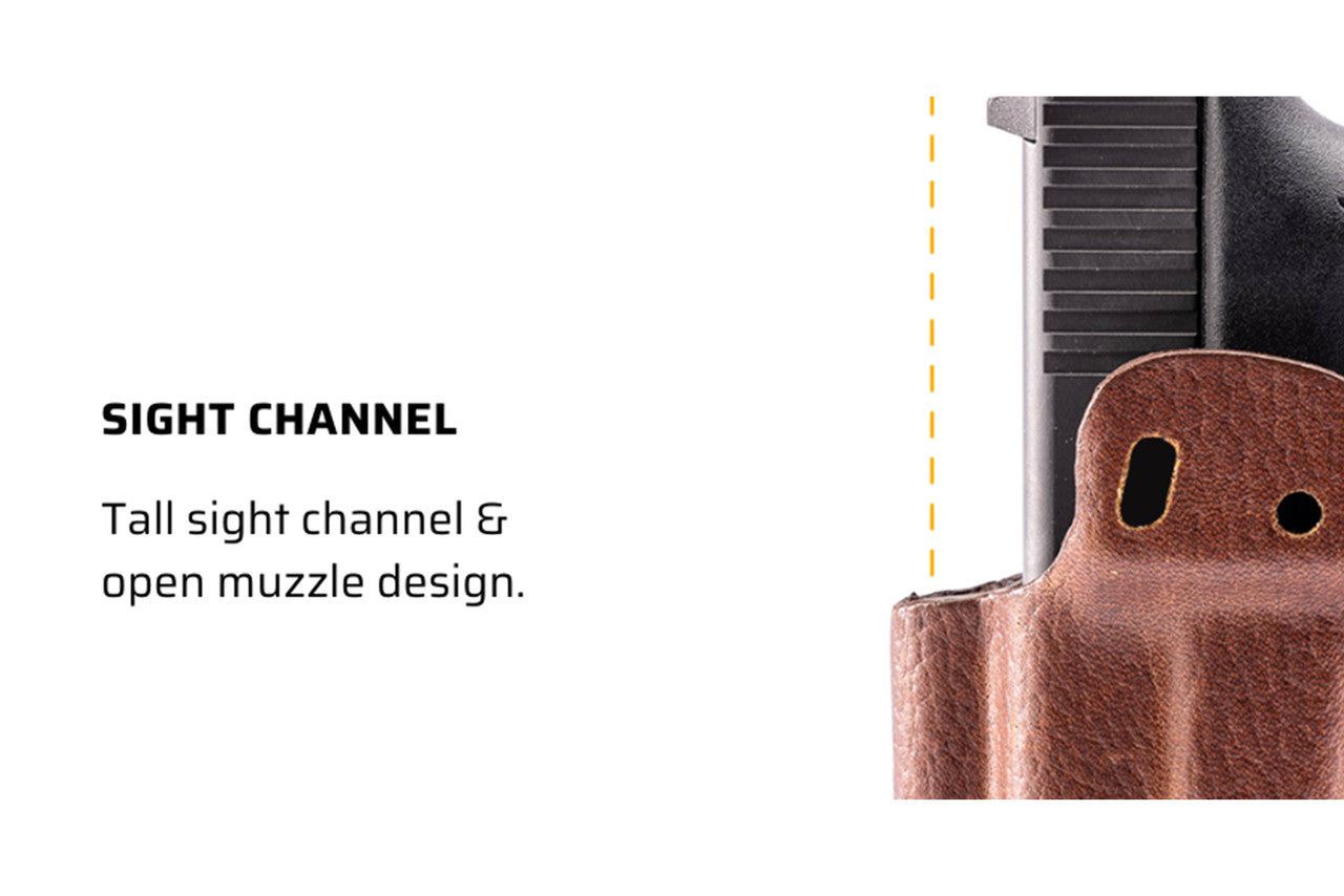 Fits Glock 43, 43x Brown Leather Hybrid AIWB