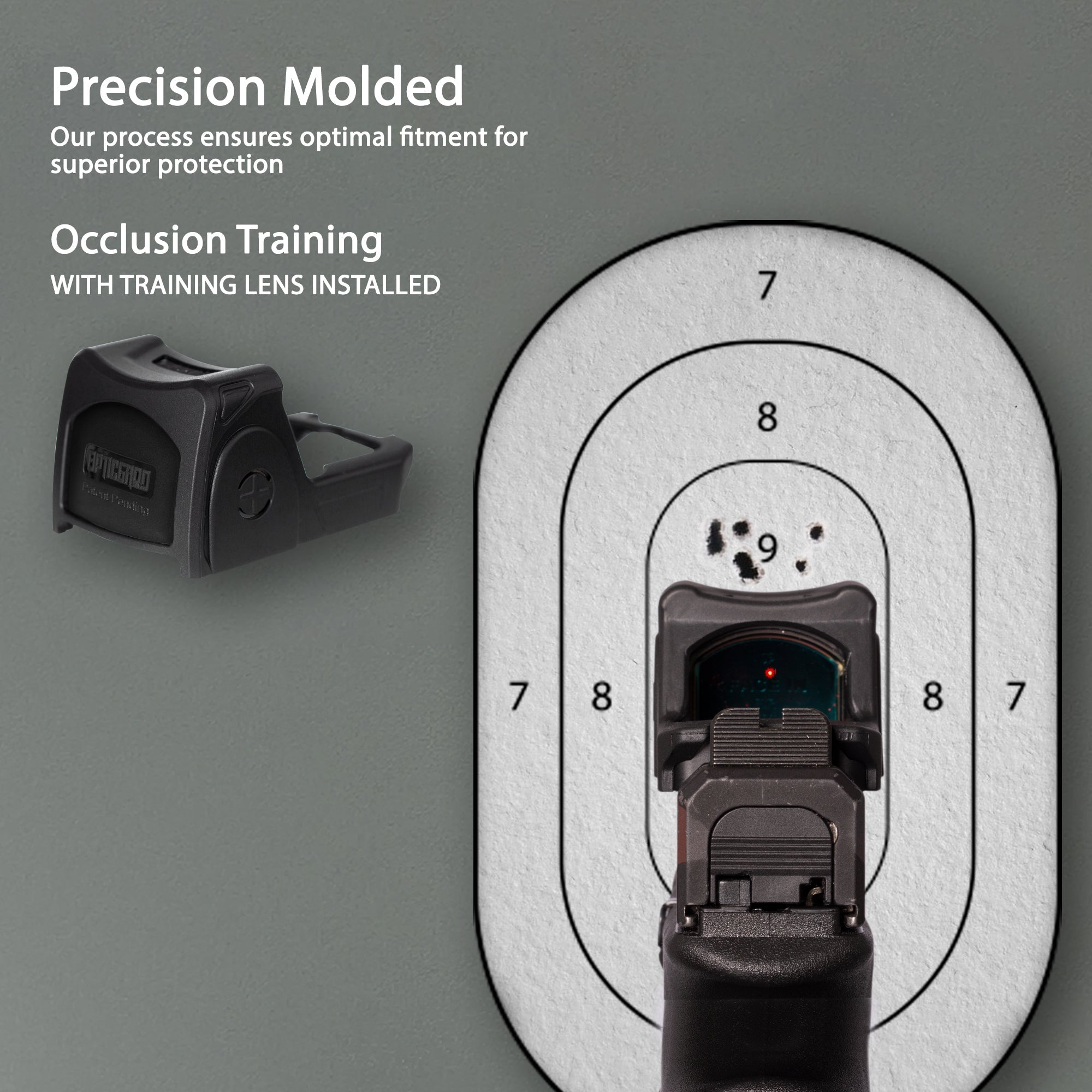 Black OpticGard Scope Cover for Trijicon® RMR - Rear View With Training Lens installed for Occlusion Training [ads-hide]