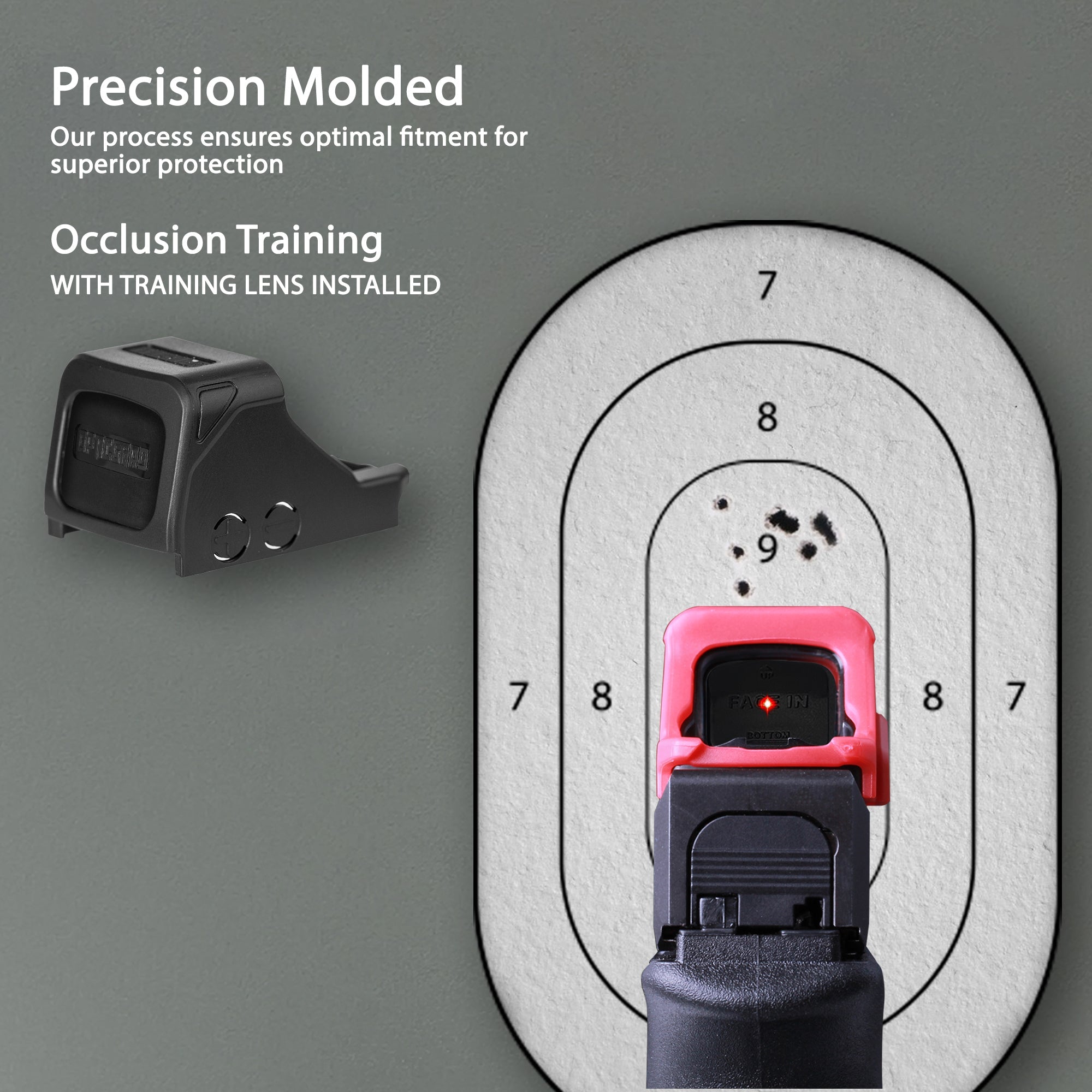 Red OpticGard Scope Cover for Holosun® 507K - Rear View With Training Lens Installed for Occlusion Training [ads-hide]